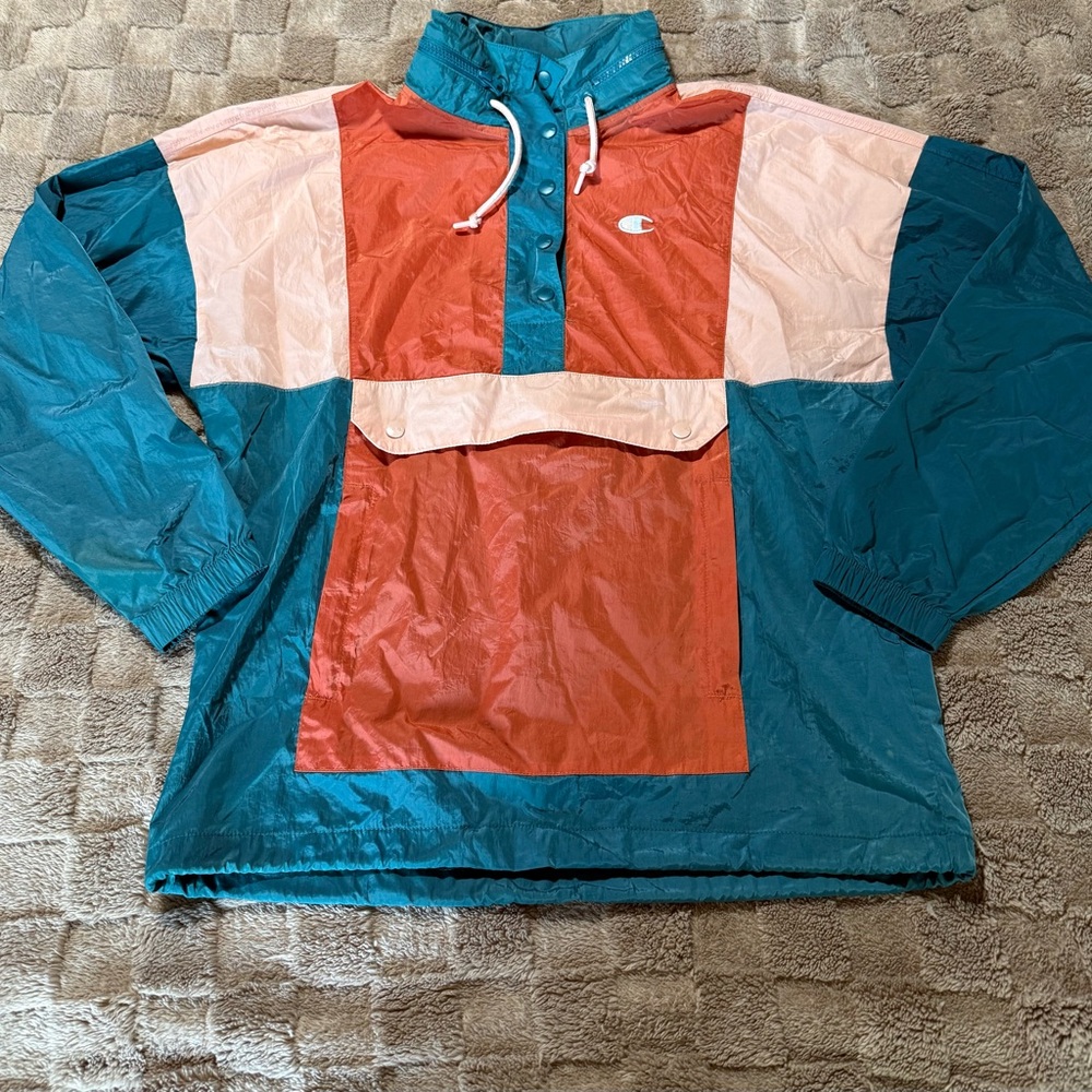 Champion Teal and Coral Windbreaker